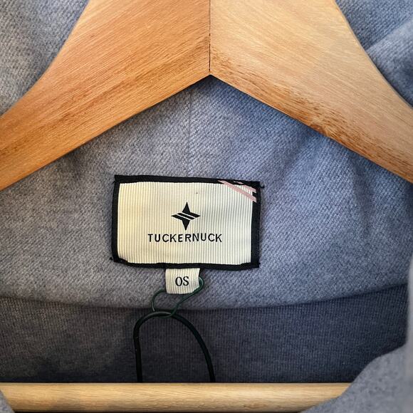 NWT Tuckernuck Piper Poncho One Size Preppy Equestrian Leather Trim Slate Blue - Picture 5 of 12